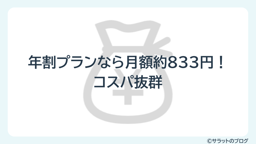 年割プランなら月額約833円!コスパ抜群